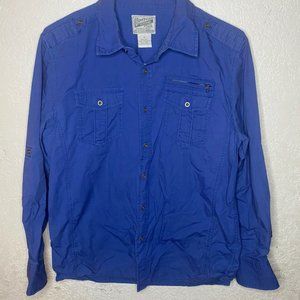 Blue long sleeve button up shirt